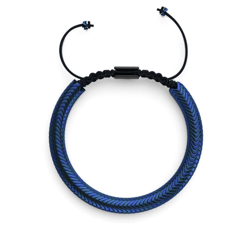 Serpentin | Cobalt Hématite x Gunmetal | Bracelet Double Vague